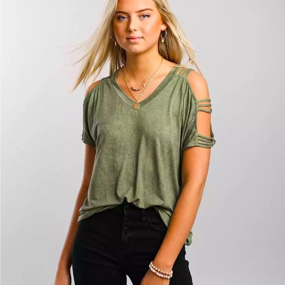 Olive Green Women's Cold Shoulder Top